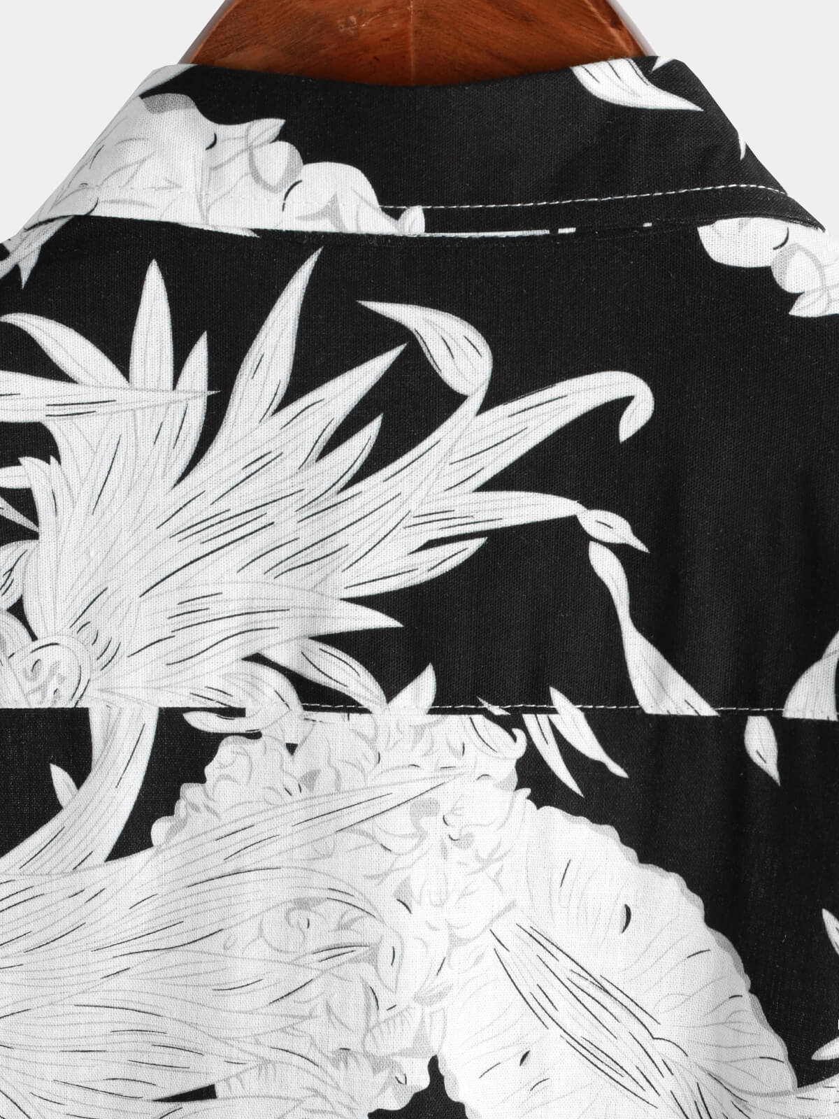 Camisa Pineapple estampado de algodón de lino Black and White Hawaiian Button Up de manga corta para hombre