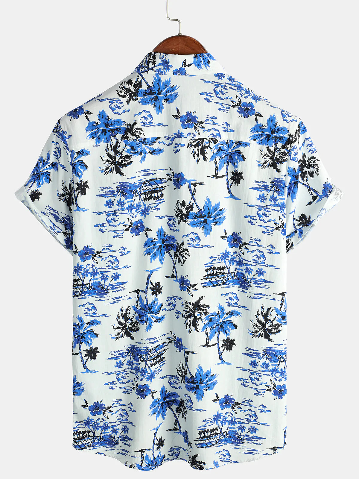Camisa Tropical Palm Tree estampado Summer Vacation de algodón Aloha de manga corta Hawaiian para hombre