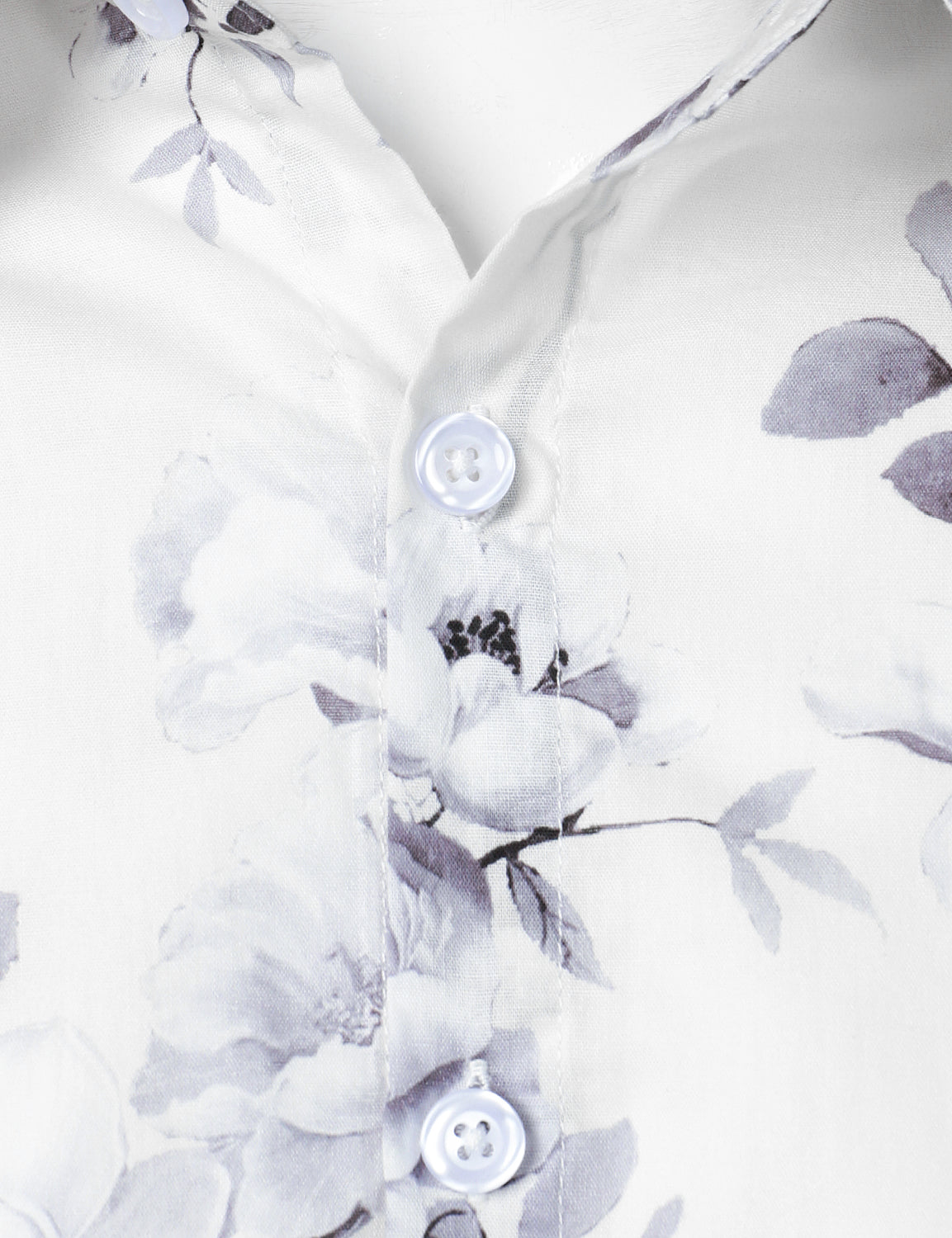 Camisa floral de algodón White de manga larga para hombre