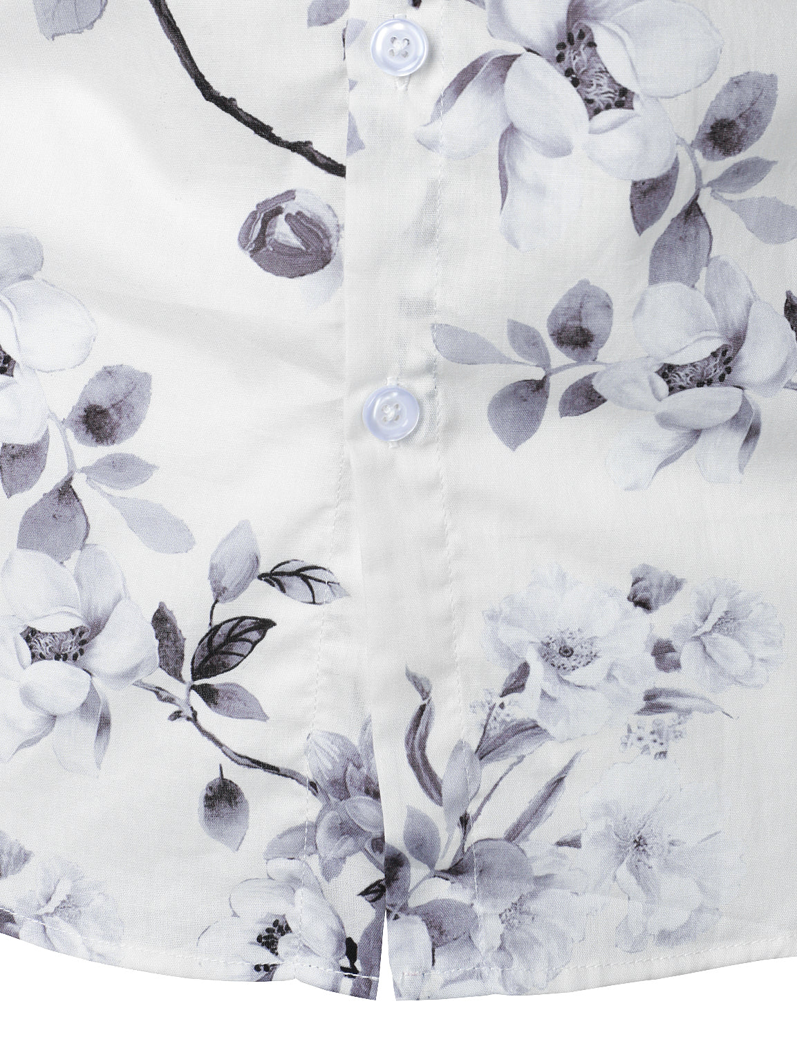 Camisa floral de algodón White de manga larga para hombre