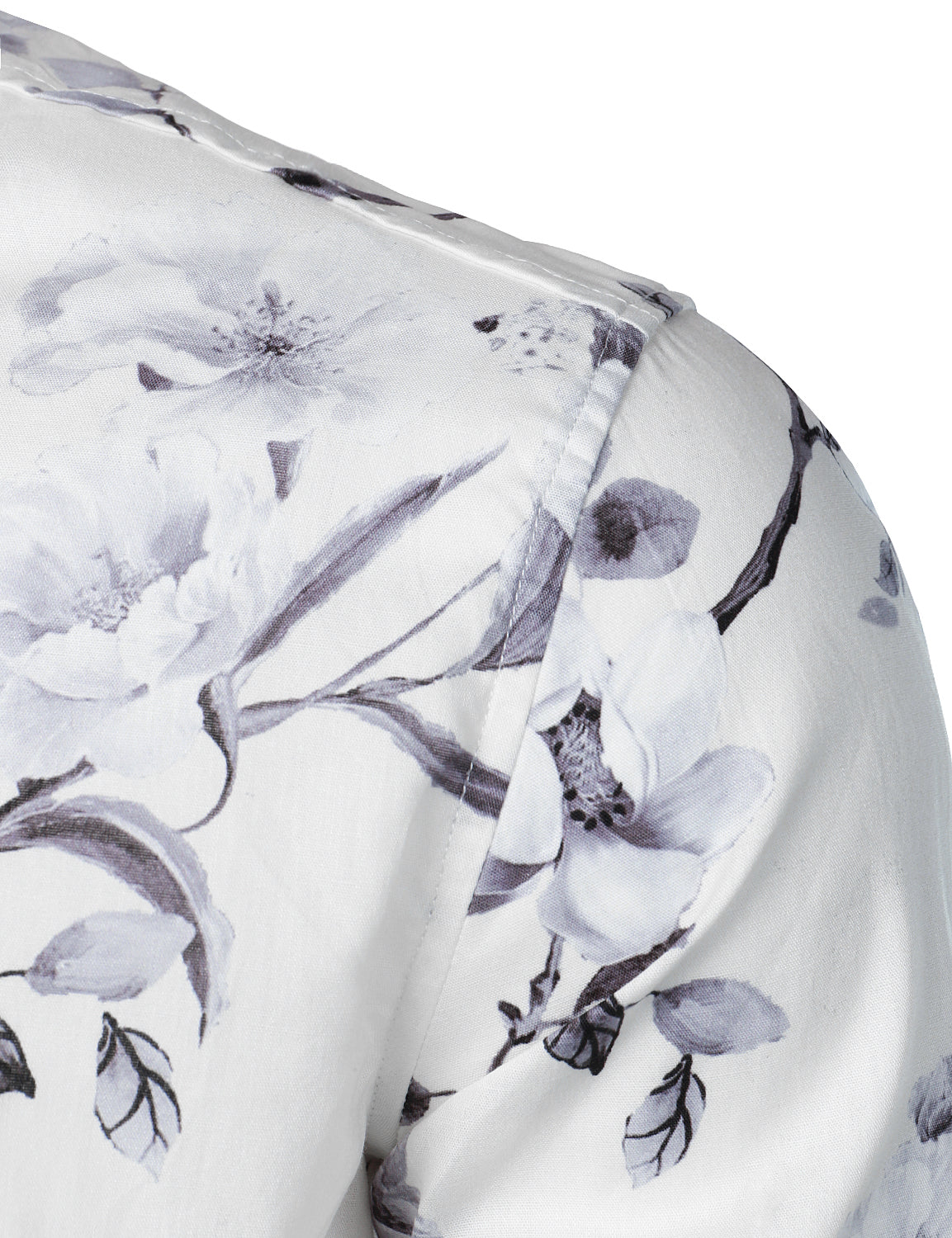 Camisa floral de algodón White de manga larga para hombre