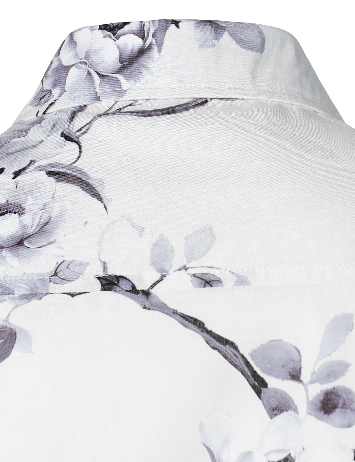 Camisa floral de algodón White de manga larga para hombre