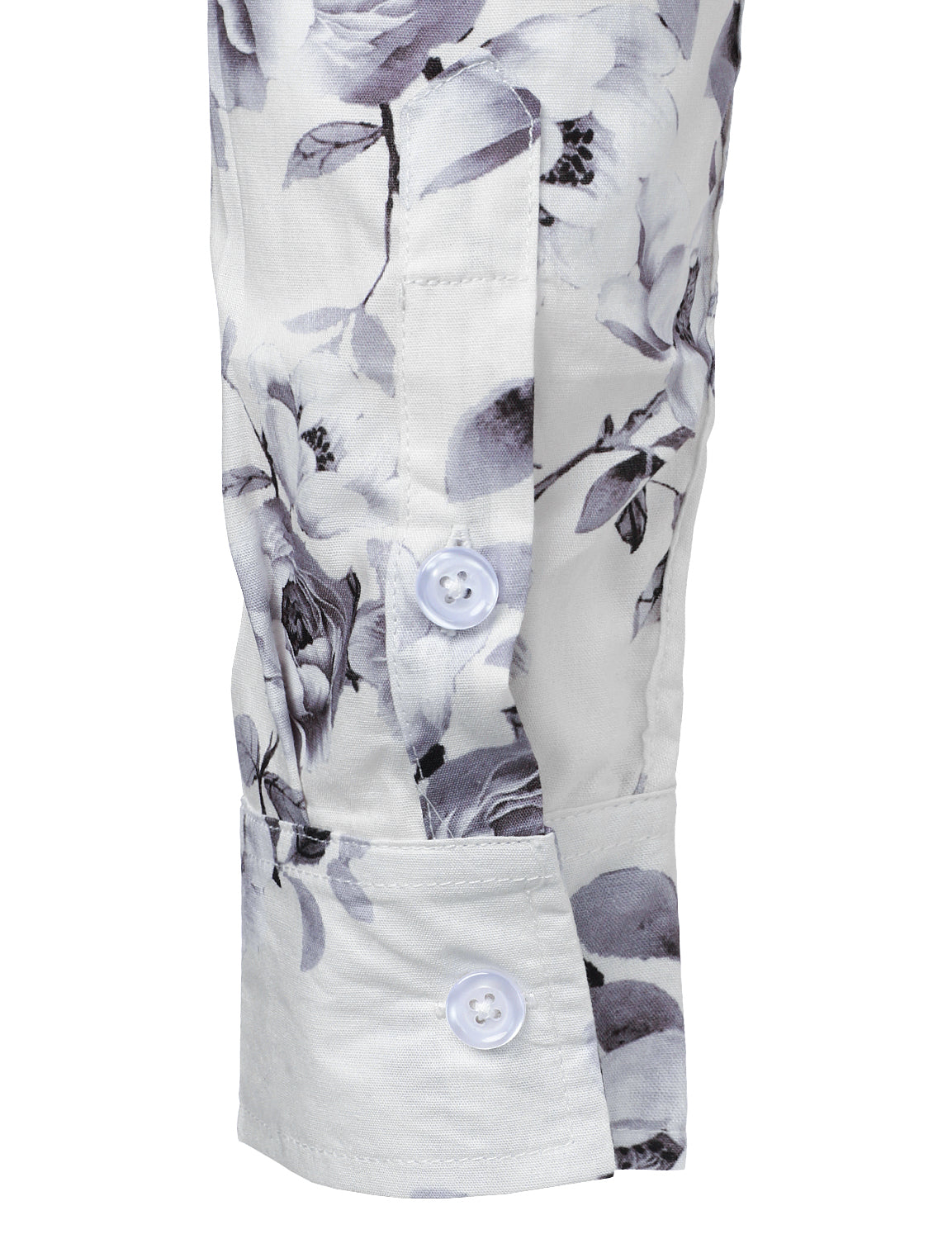 Camisa floral de algodón White de manga larga para hombre