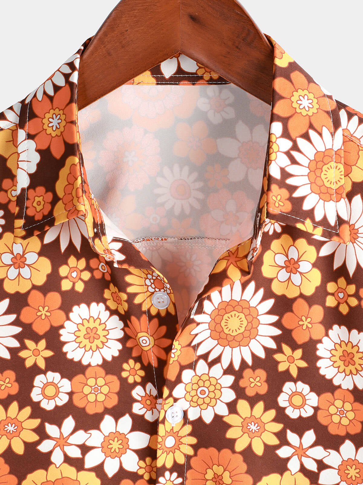 Camisa floral vintage Flower Button Up 70s Themed Disco Party de manga corta Beach Summer para hombre