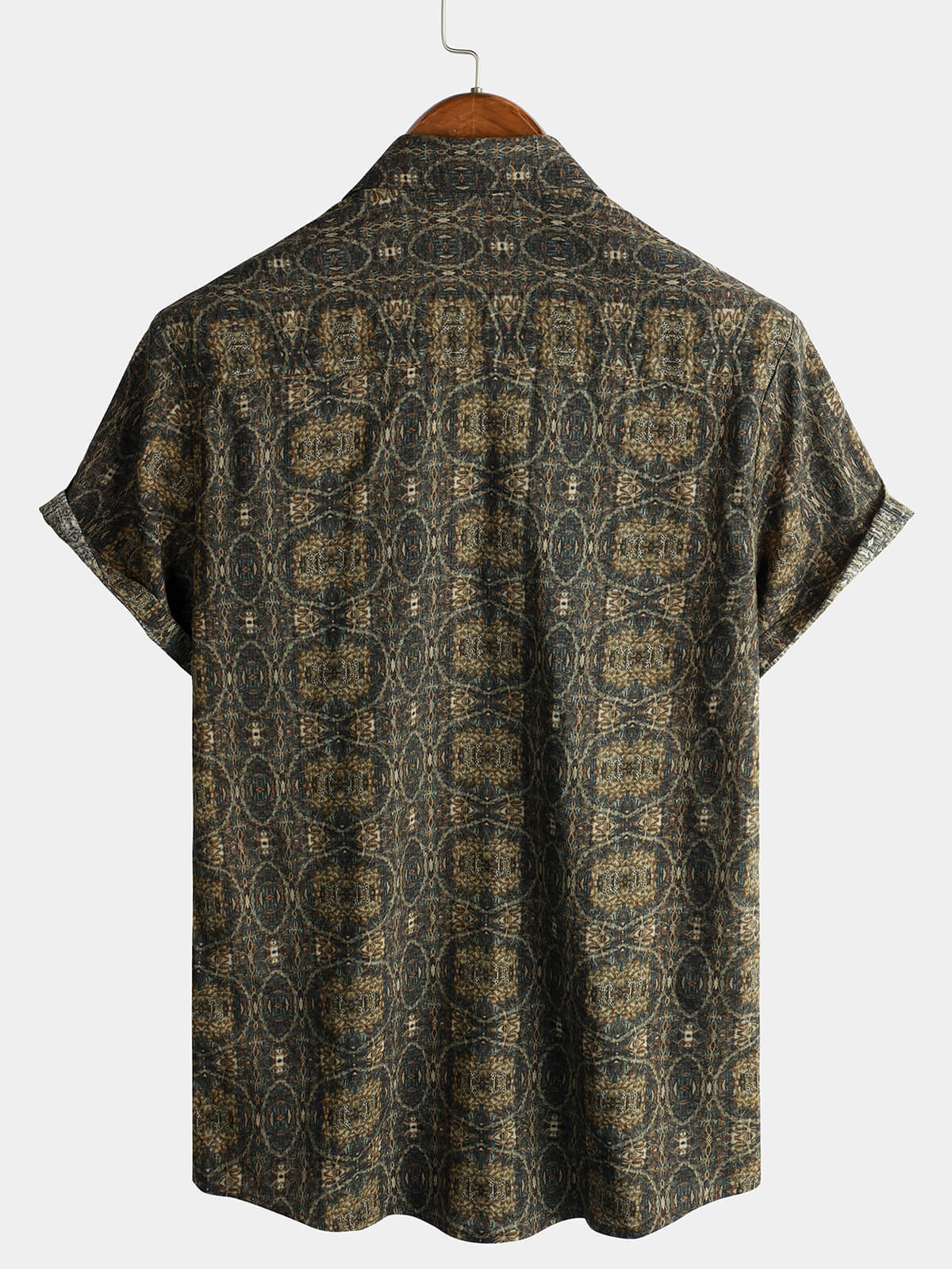 Camisa de algodón vintage de manga corta 70s retro Summer Button Up para hombre