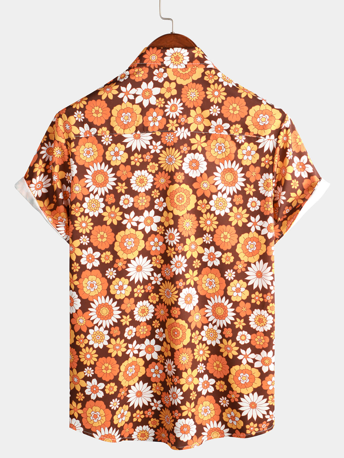 Camisa floral vintage Flower Button Up 70s Themed Disco Party de manga corta Beach Summer para hombre