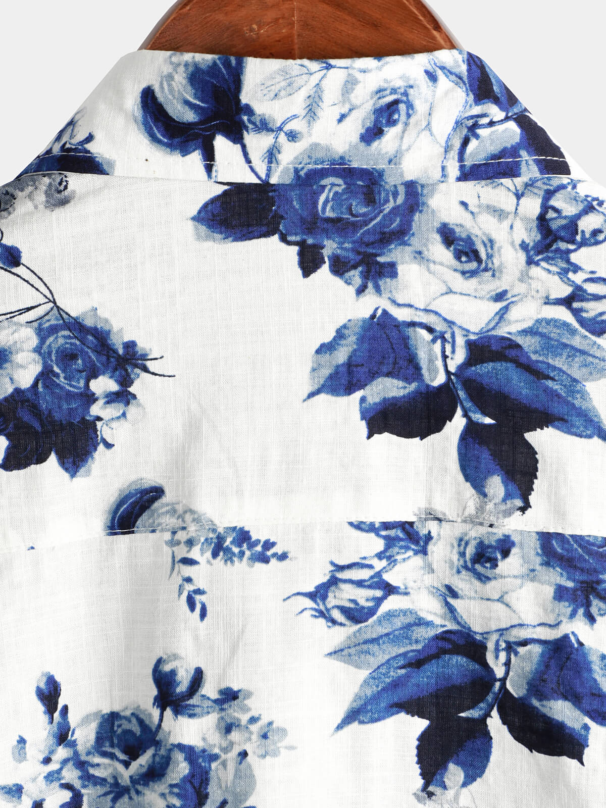 Camisa Blue floral estampado de algodón Beach Holiday Button Up de manga corta White Lapel Hawaiian para hombre