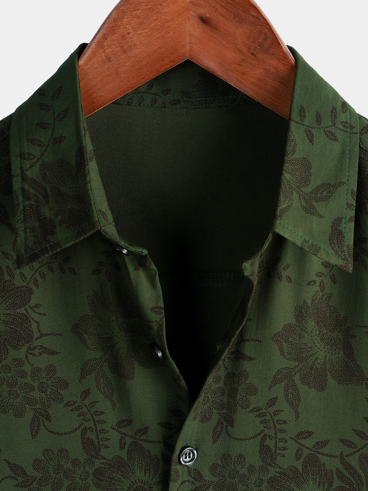 Camisa floral Dark Green Hawaiian vintage suave Beach Holiday Button Up de manga corta para hombre