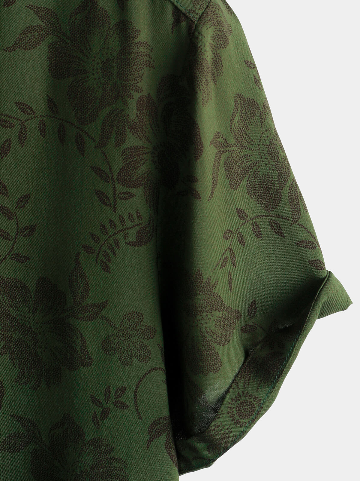 Camisa floral Dark Green Hawaiian vintage suave Beach Holiday Button Up de manga corta para hombre