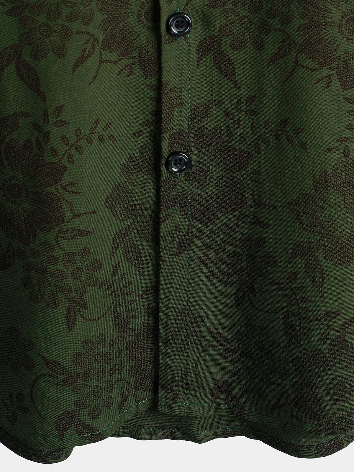 Camisa floral Dark Green Hawaiian vintage suave Beach Holiday Button Up de manga corta para hombre