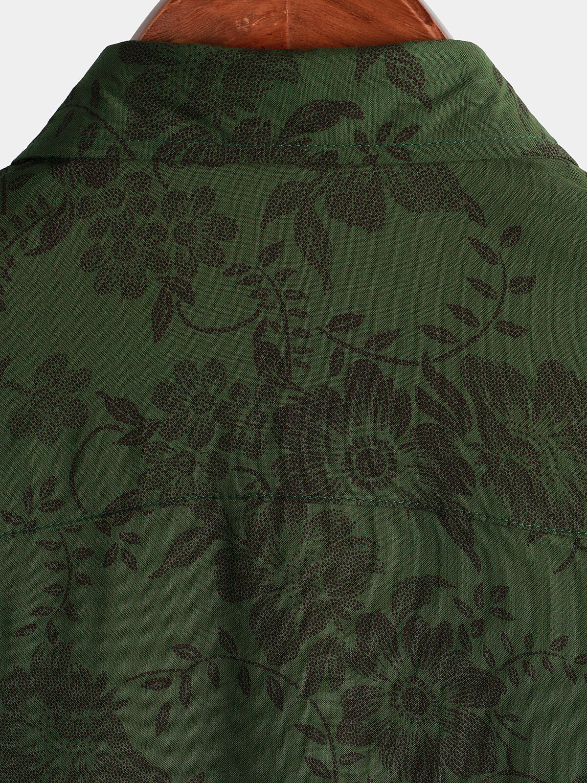Camisa floral Dark Green Hawaiian vintage suave Beach Holiday Button Up de manga corta para hombre