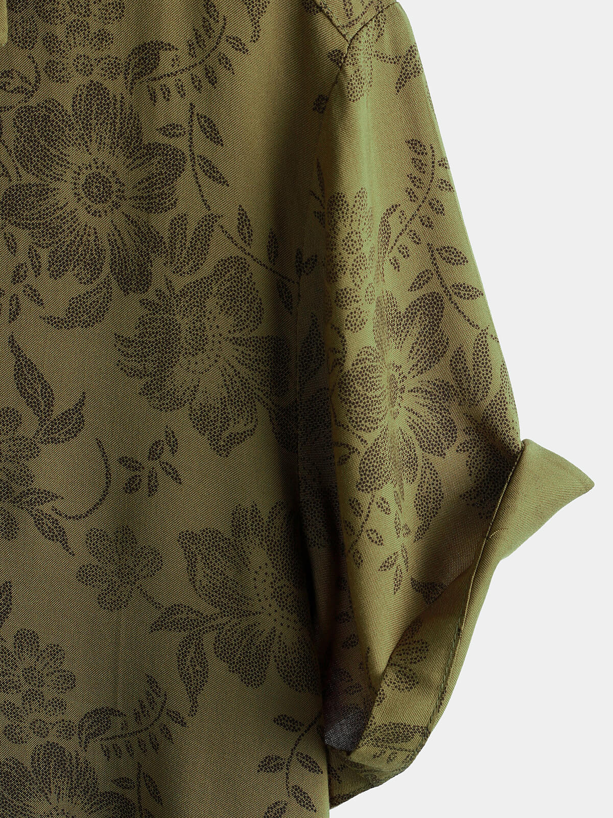 Camisa vintage floral Green de manga corta Cool retro 70s Summer Button Up para hombre