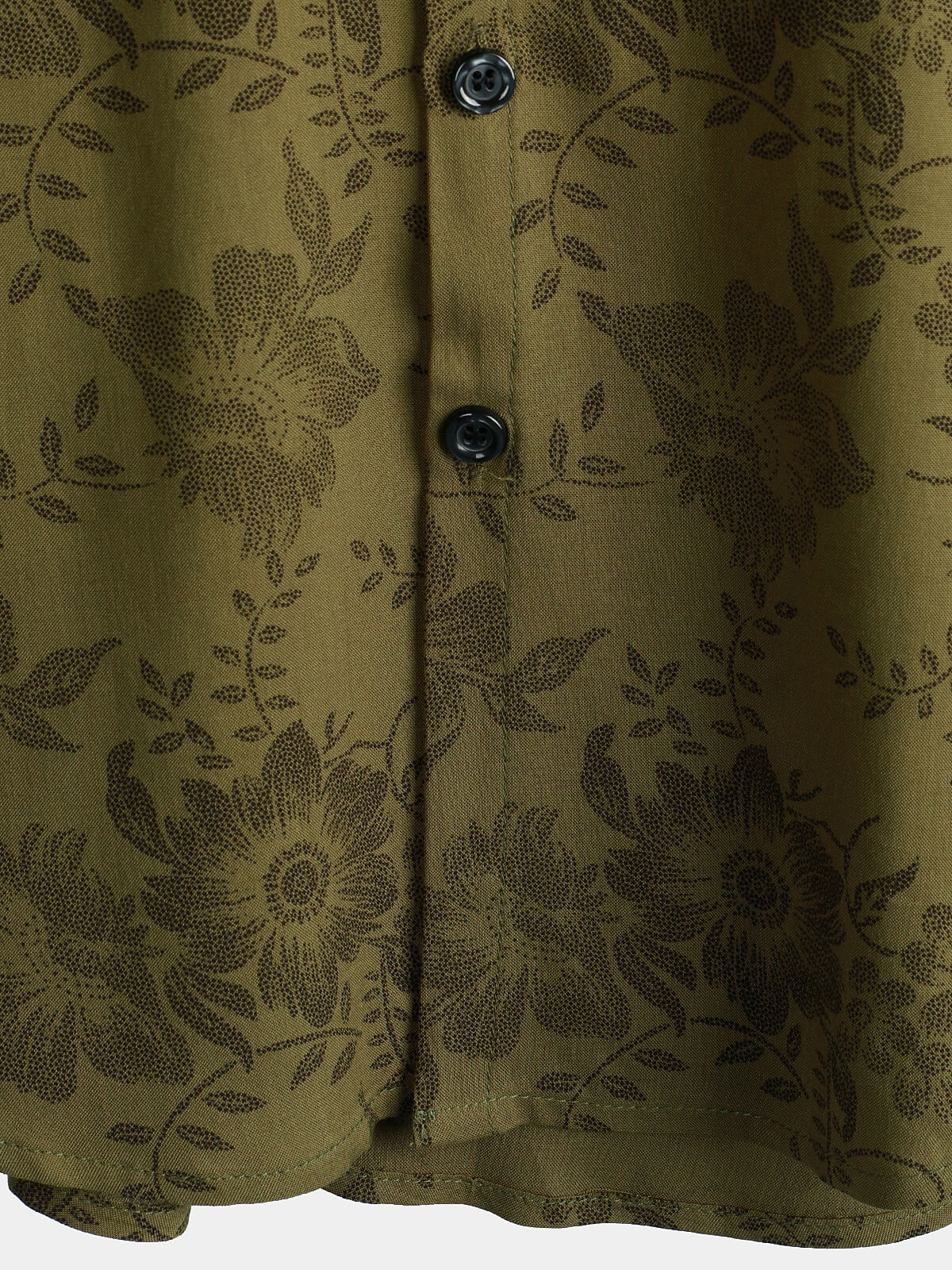 Camisa vintage floral Green de manga corta Cool retro 70s Summer Button Up para hombre