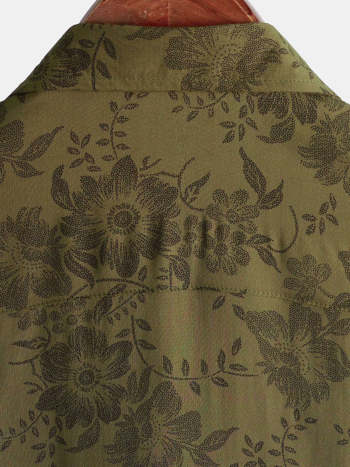 Camisa vintage floral Green de manga corta Cool retro 70s Summer Button Up para hombre