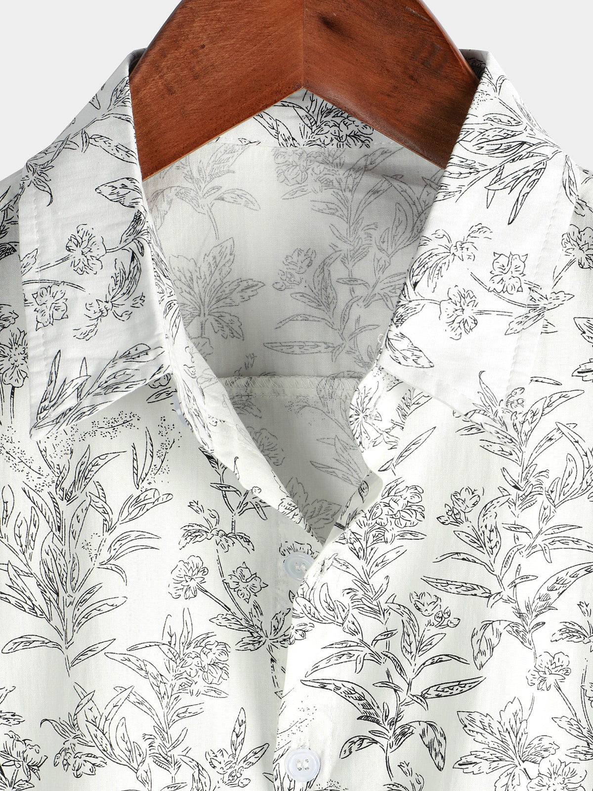 Camisa Summer floral estampado de algodón Button Up Beach White Hawaiian para hombre