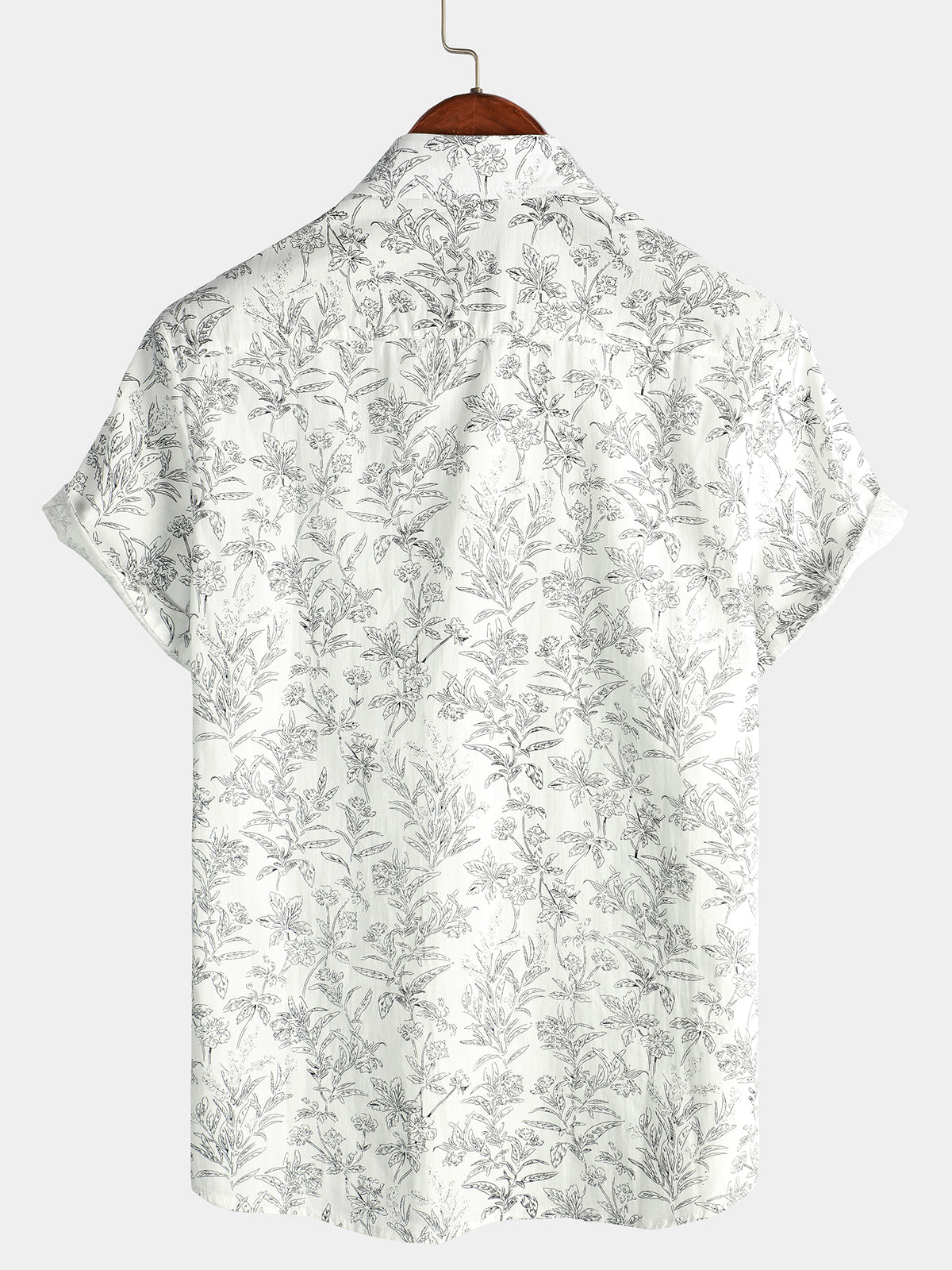 Camisa Summer floral estampado de algodón Button Up Beach White Hawaiian para hombre