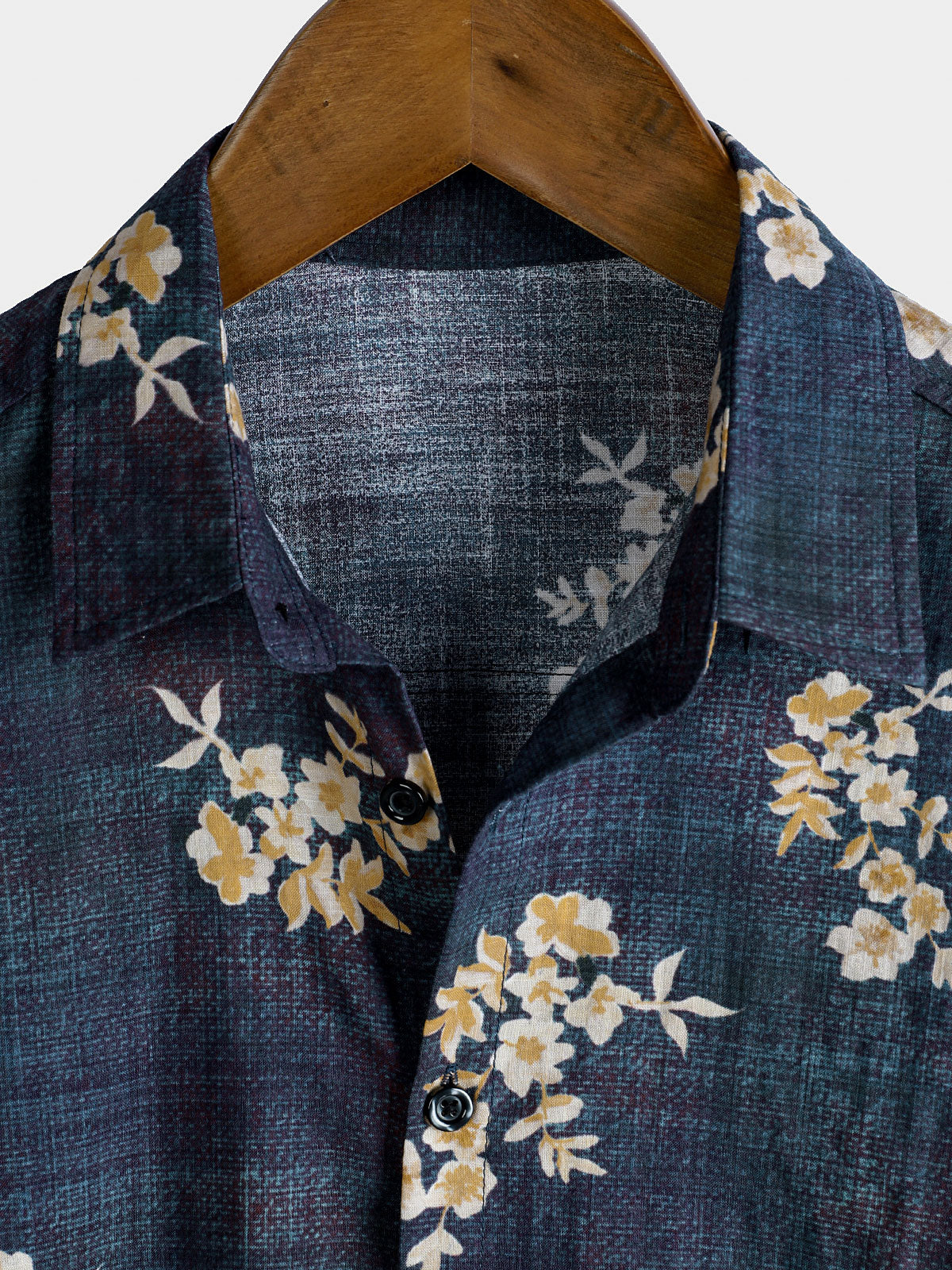 Camisa floral estampado Button Up casual de manga corta para hombre