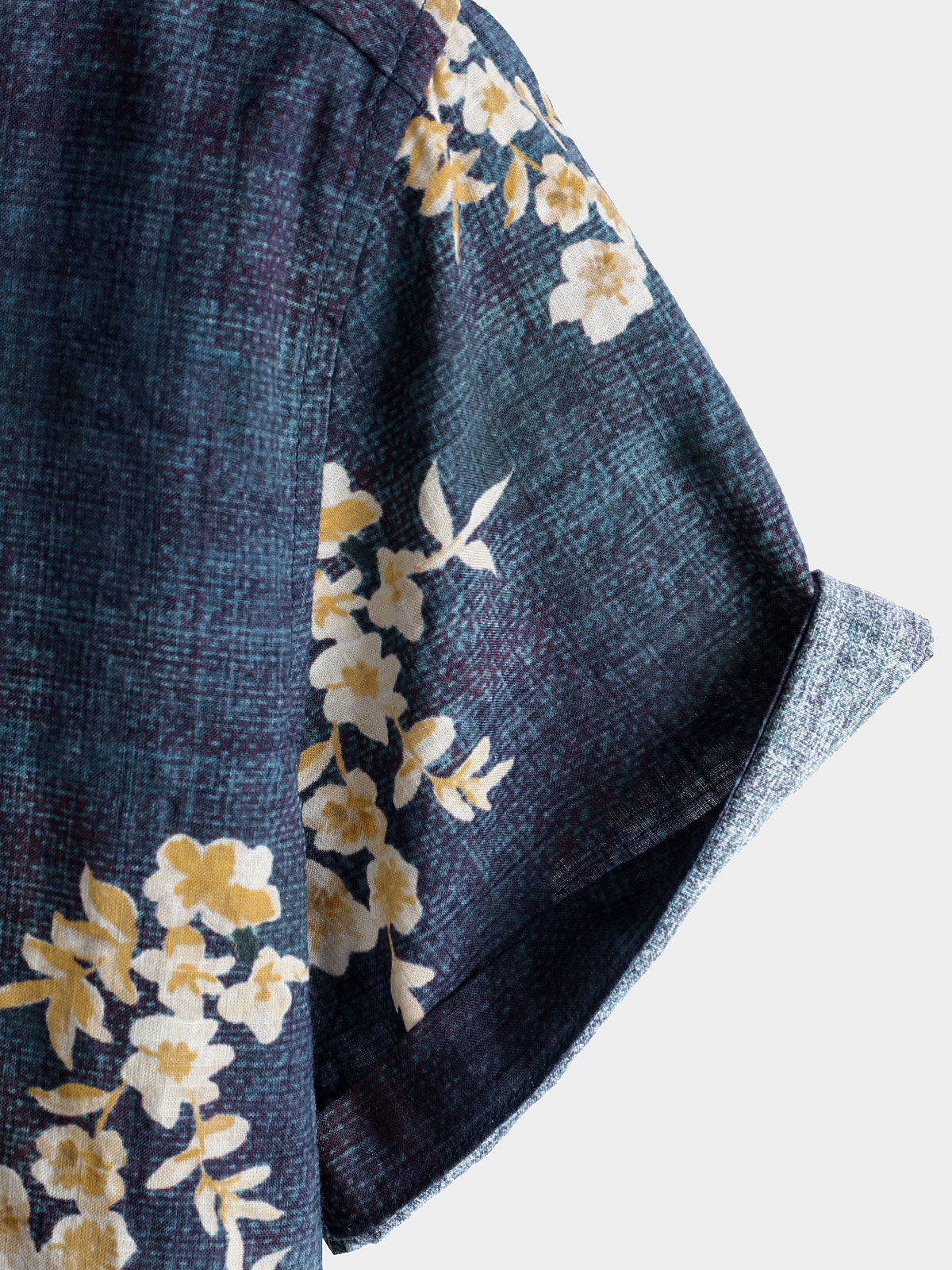 Camisa floral estampado Button Up casual de manga corta para hombre