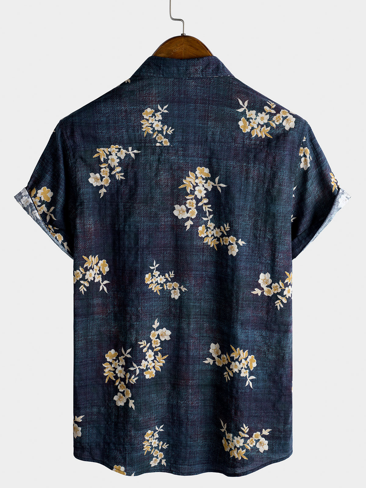 Camisa floral estampado Button Up casual de manga corta para hombre