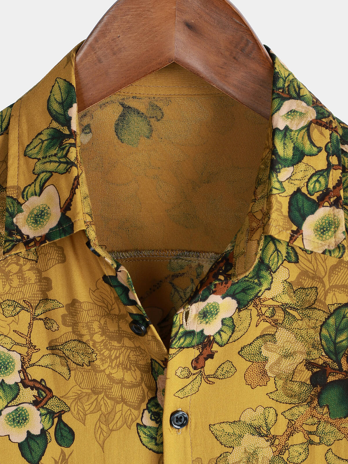 Camisa vintage Holiday casual Rayon suave floral de manga corta Button Up para hombre