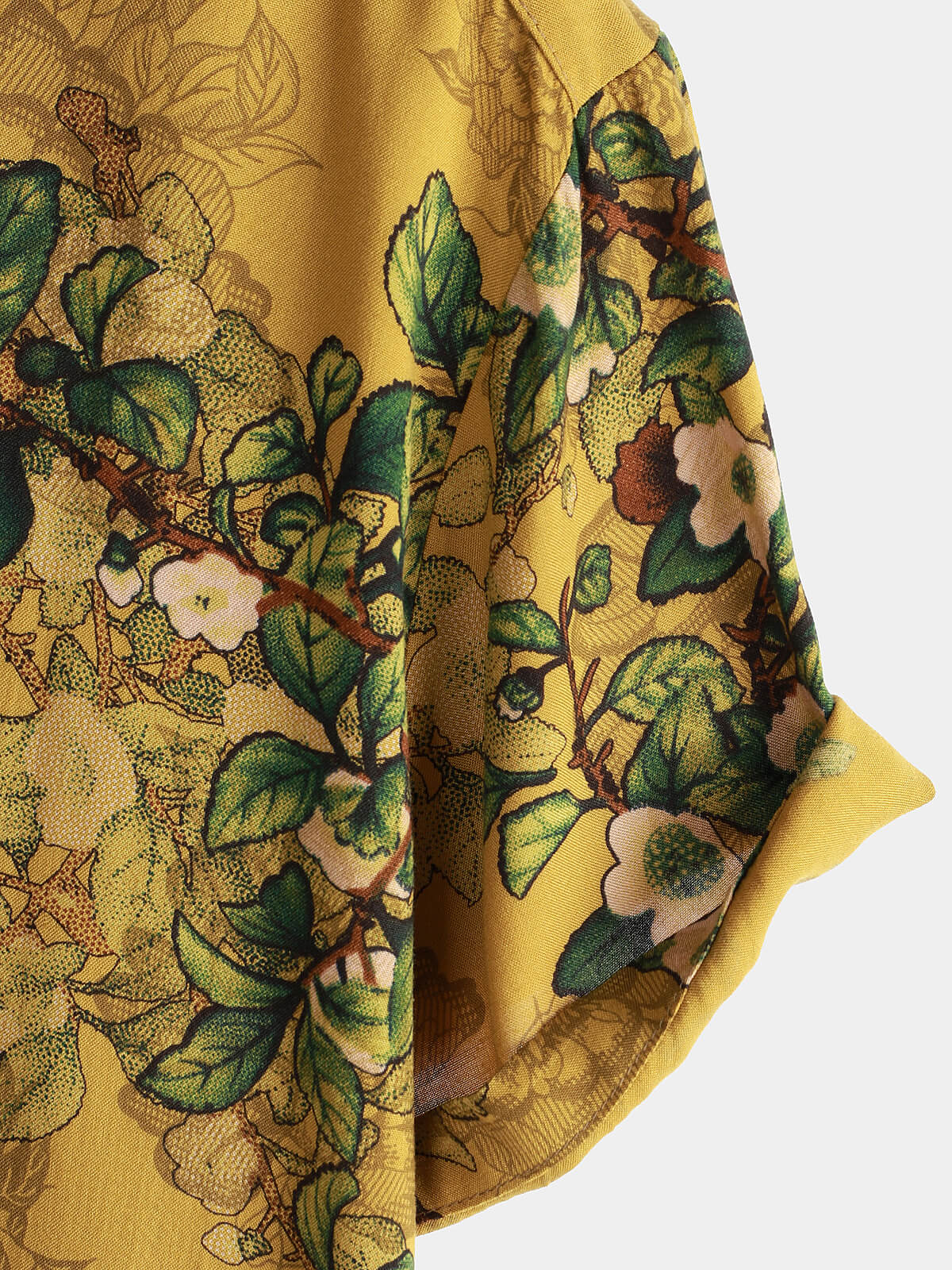 Camisa vintage Holiday casual Rayon suave floral de manga corta Button Up para hombre