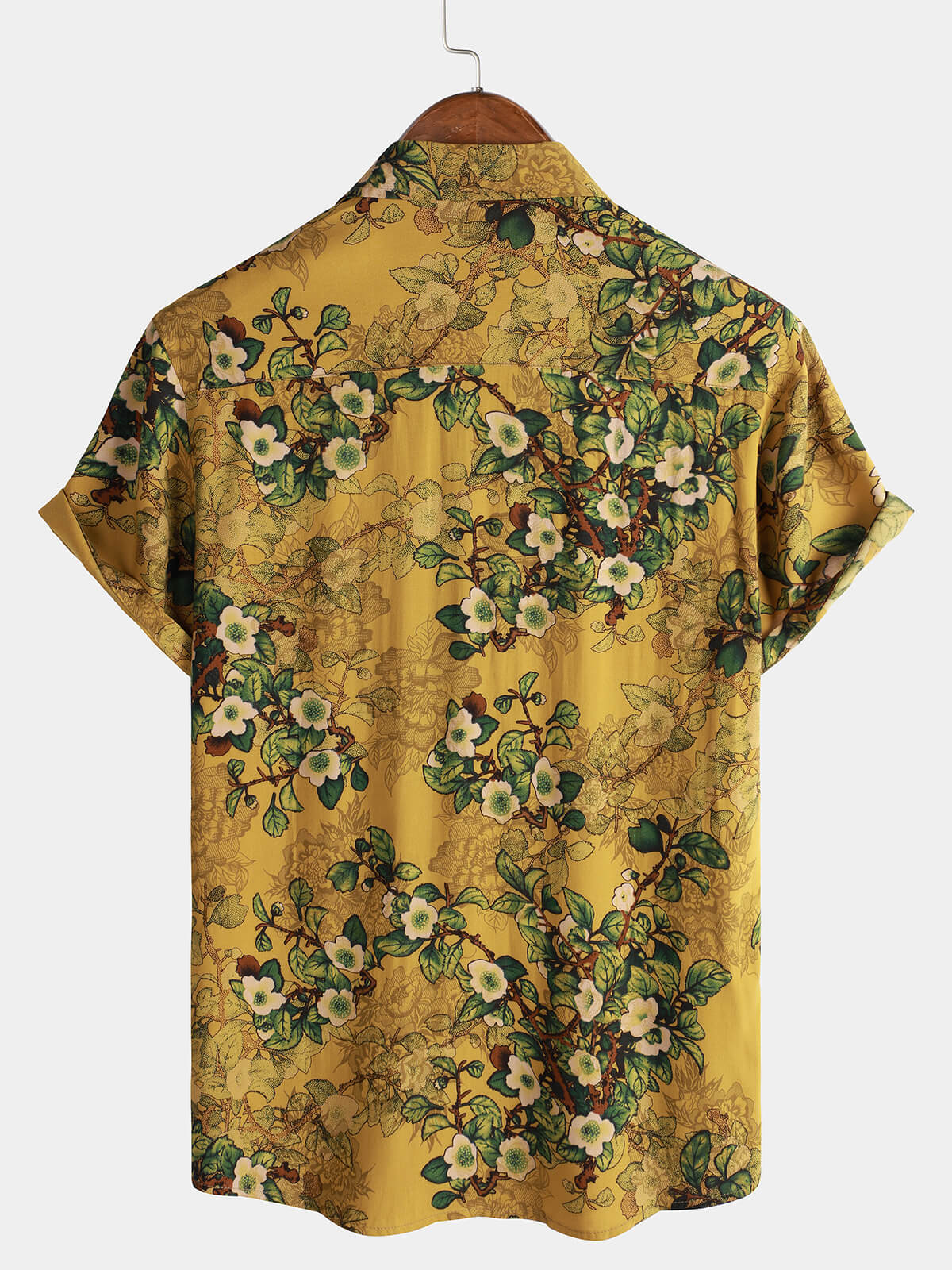 Camisa vintage Holiday casual Rayon suave floral de manga corta Button Up para hombre