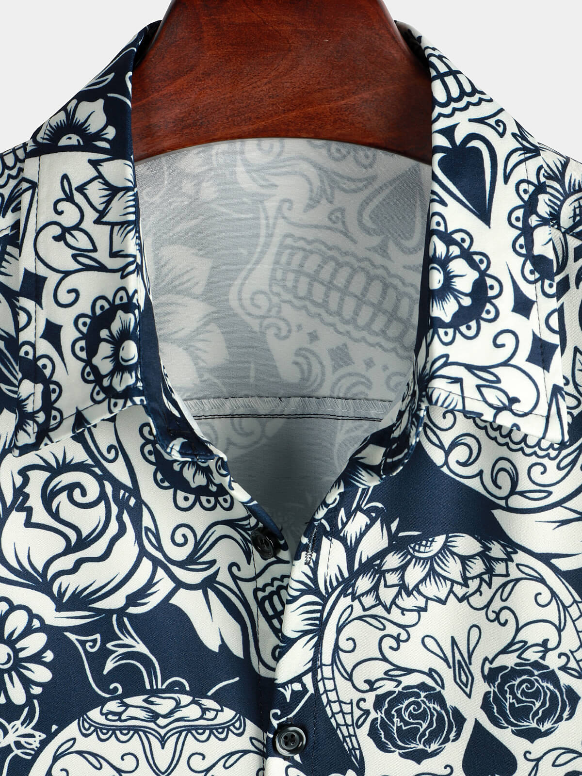 Camisa Sugar Skull floral estampado Cool Button Up Funny de manga corta Hawaiian para hombre