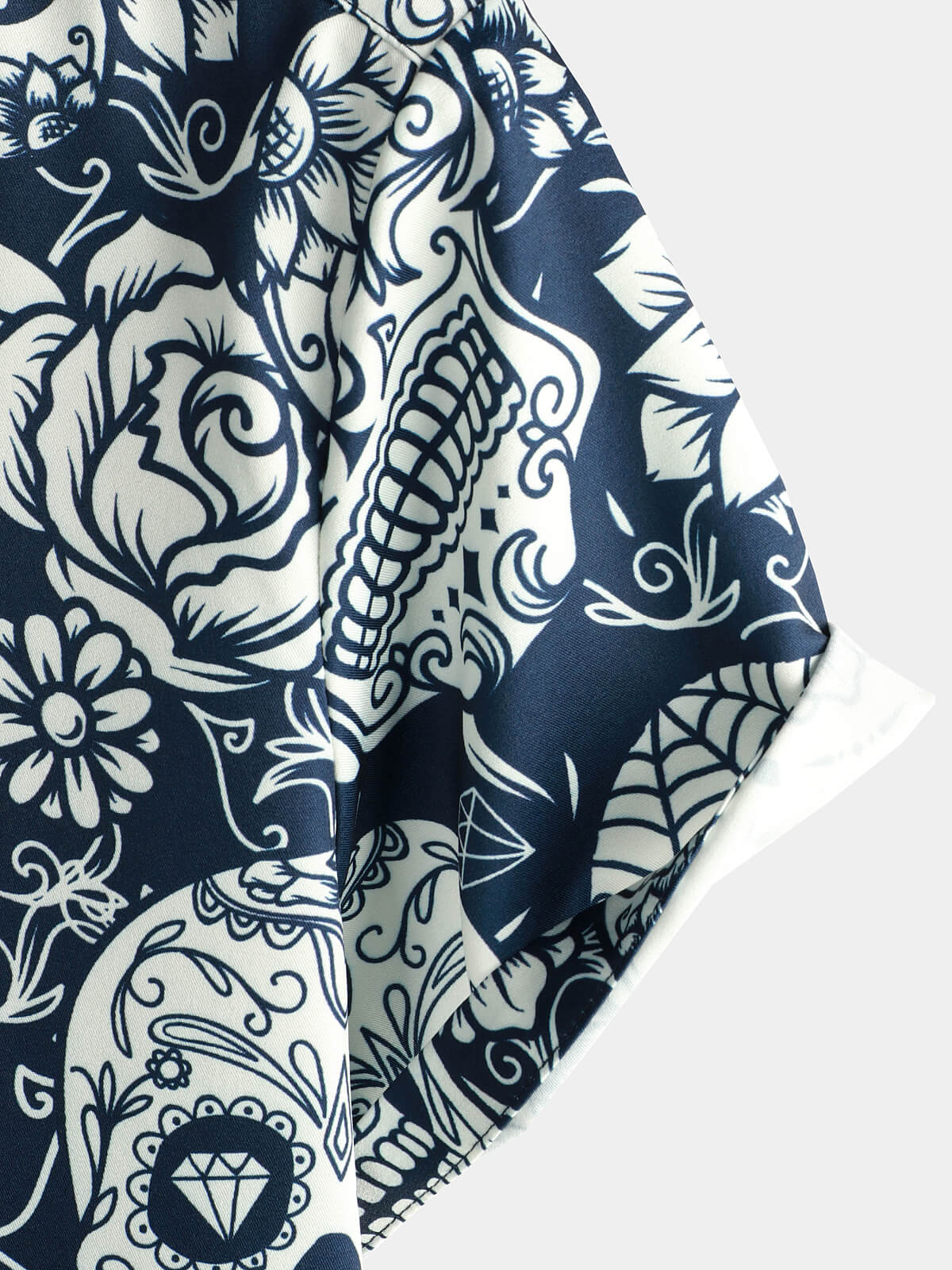 Camisa Sugar Skull floral estampado Cool Button Up Funny de manga corta Hawaiian para hombre