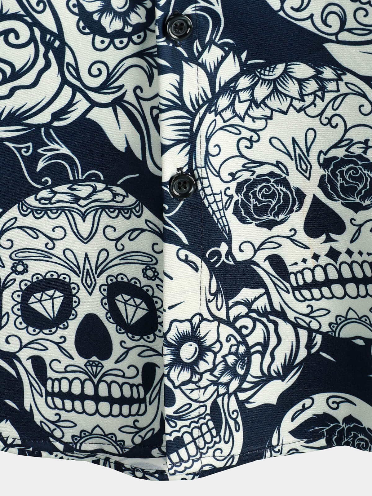 Camisa Sugar Skull floral estampado Cool Button Up Funny de manga corta Hawaiian para hombre