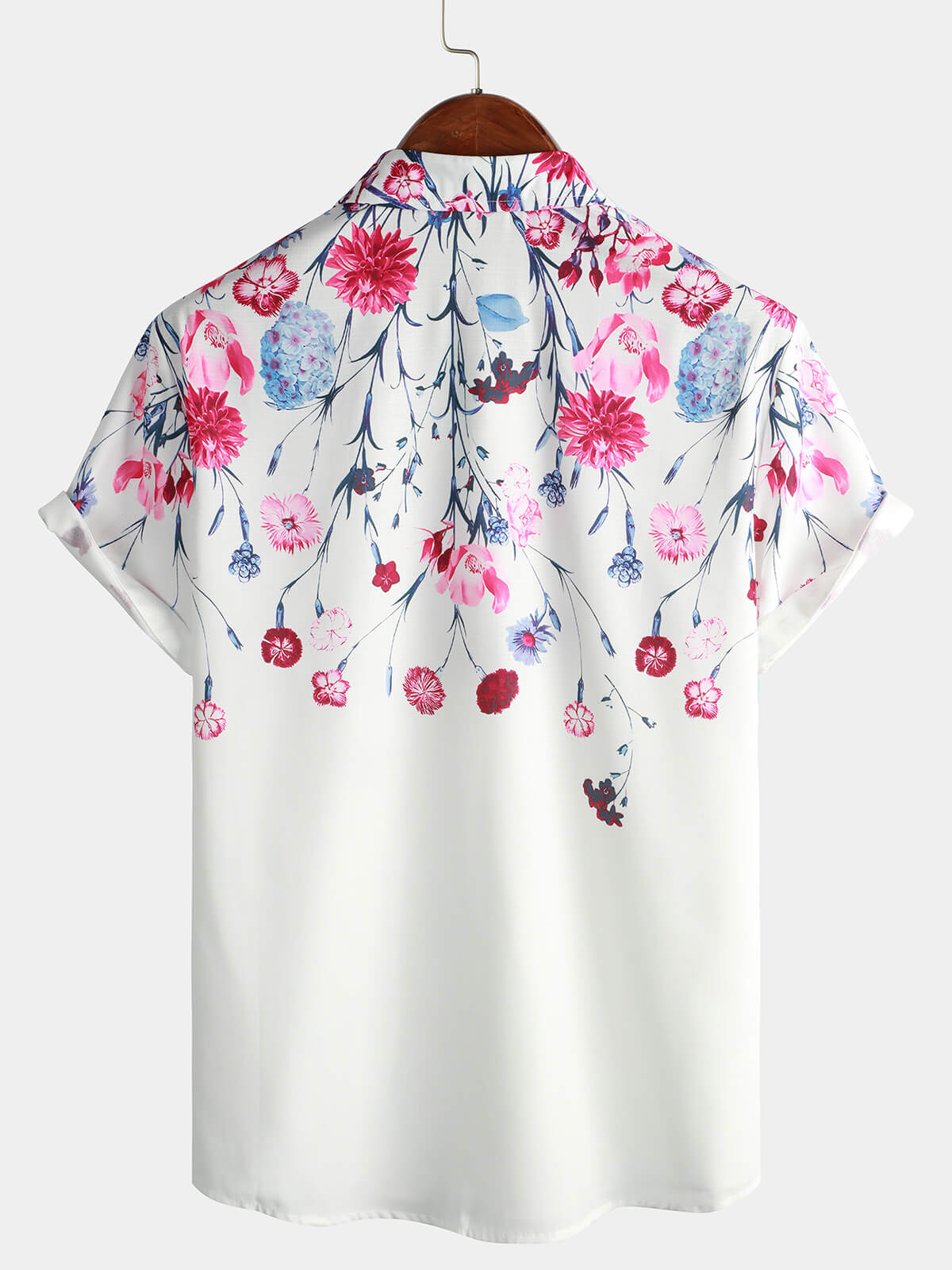 Camisa floral Tops Flower estampado de manga corta Button Up Summer Cruise para hombre