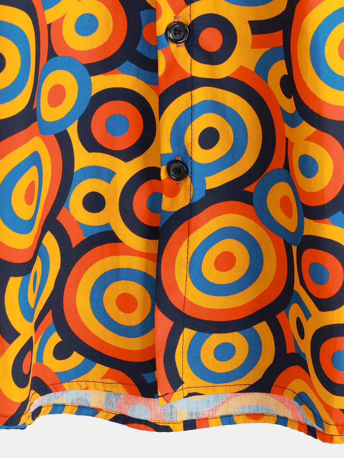Camisa Orange 70s retro Button Up vintage Geometric Circle para hombre