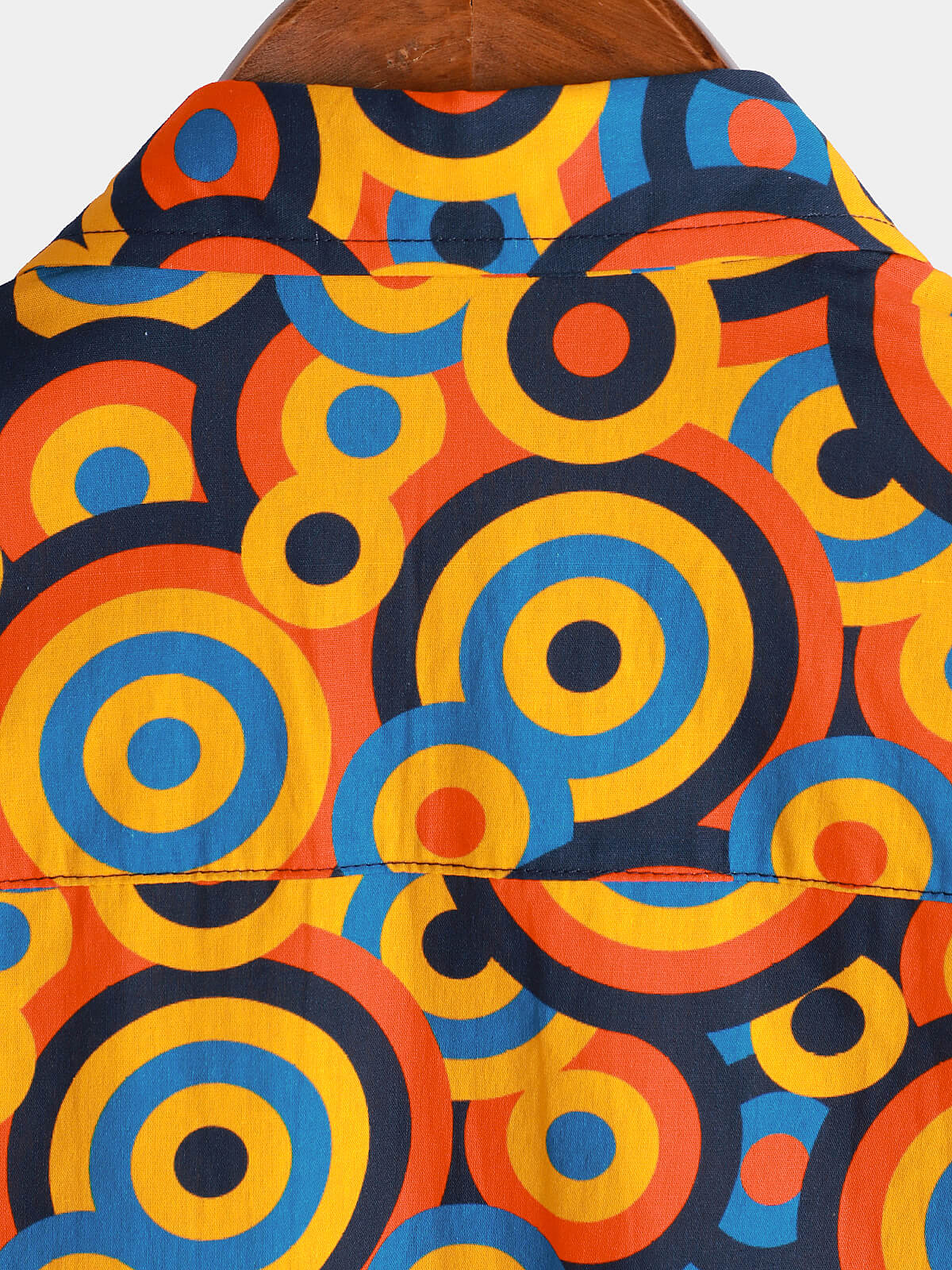 Camisa Orange 70s retro Button Up vintage Geometric Circle para hombre