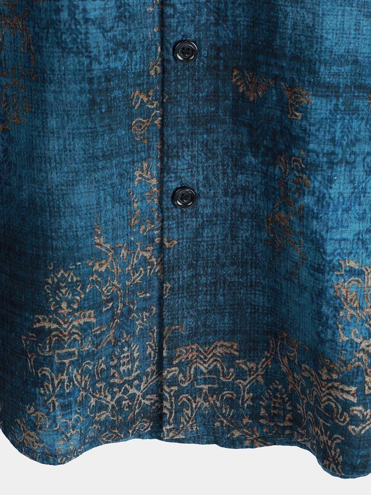 Camisa Blue de algodón vintage de manga corta Summer Button Up para hombre