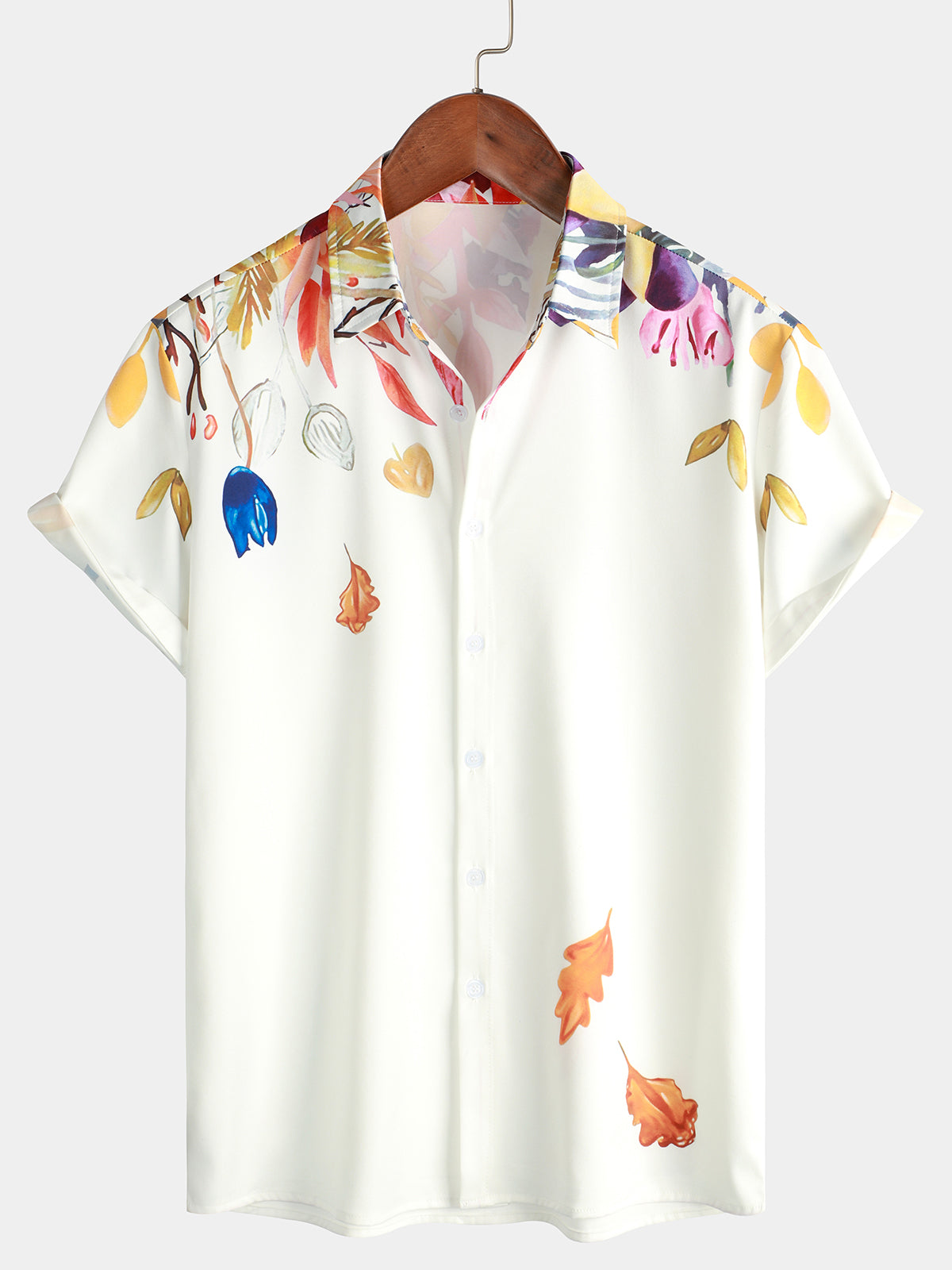 Camisa floral casual Beach Summer Button Up Holiday de manga corta para hombre