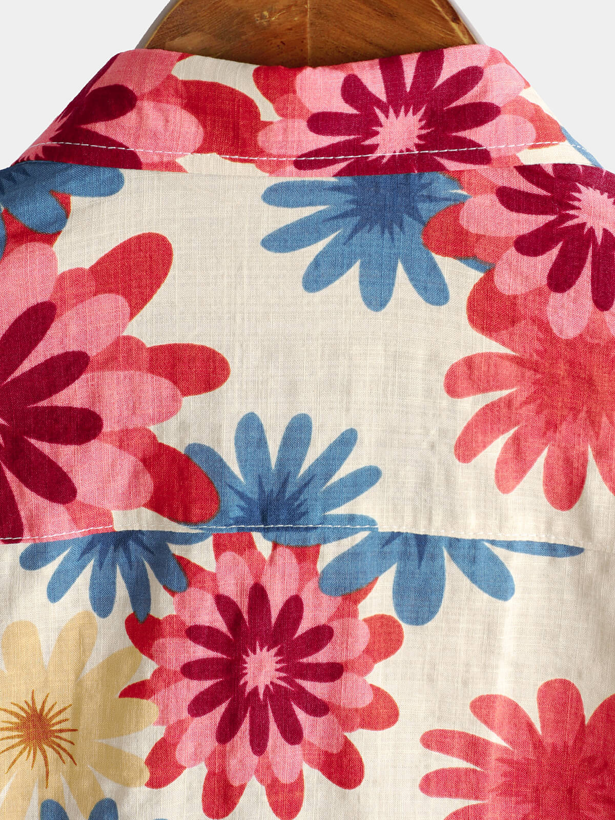 Camisa floral de algodón Daisy Flower Summer Beach Holiday de manga corta Hawaiian Button Up para hombre