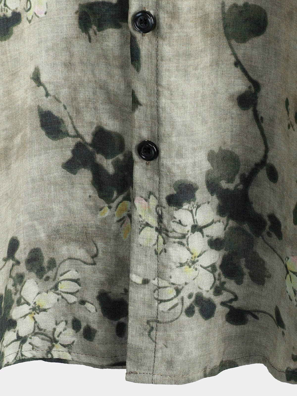 Camisa vintage floral de algodón transpirable de manga corta Grey Button Up para hombre