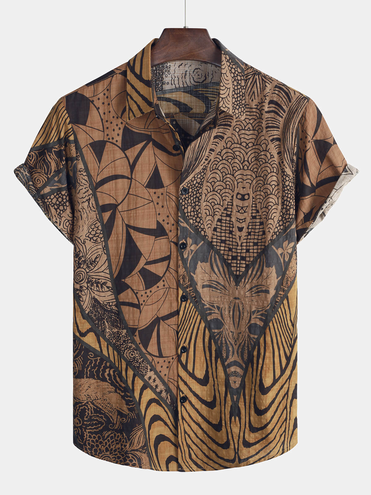 Camisa retro Holiday Summer vintage Button Up Vacation Beach de manga corta para hombre
