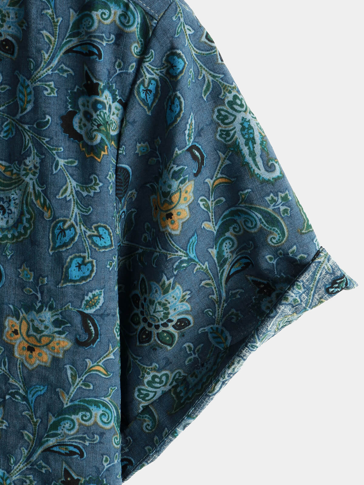 Camisa Paisley vintage floral retro Button Up Blue Summer Holiday de manga corta para hombre