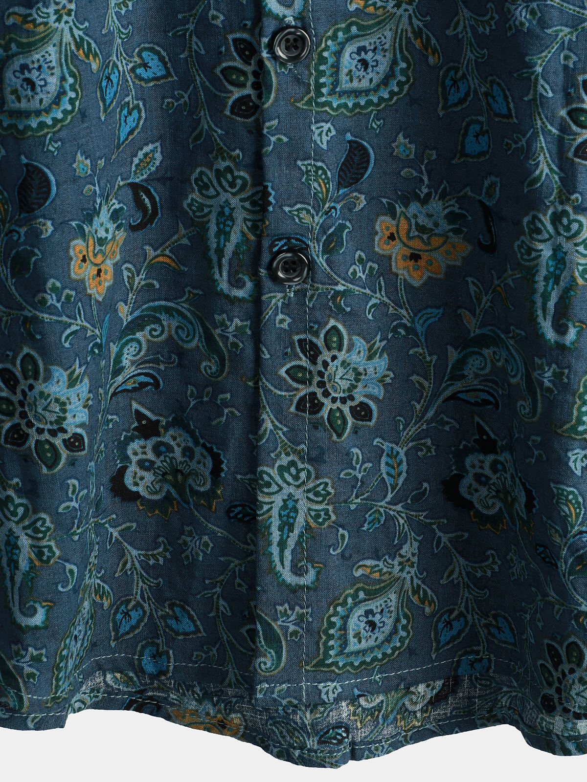 Camisa Paisley vintage floral retro Button Up Blue Summer Holiday de manga corta para hombre