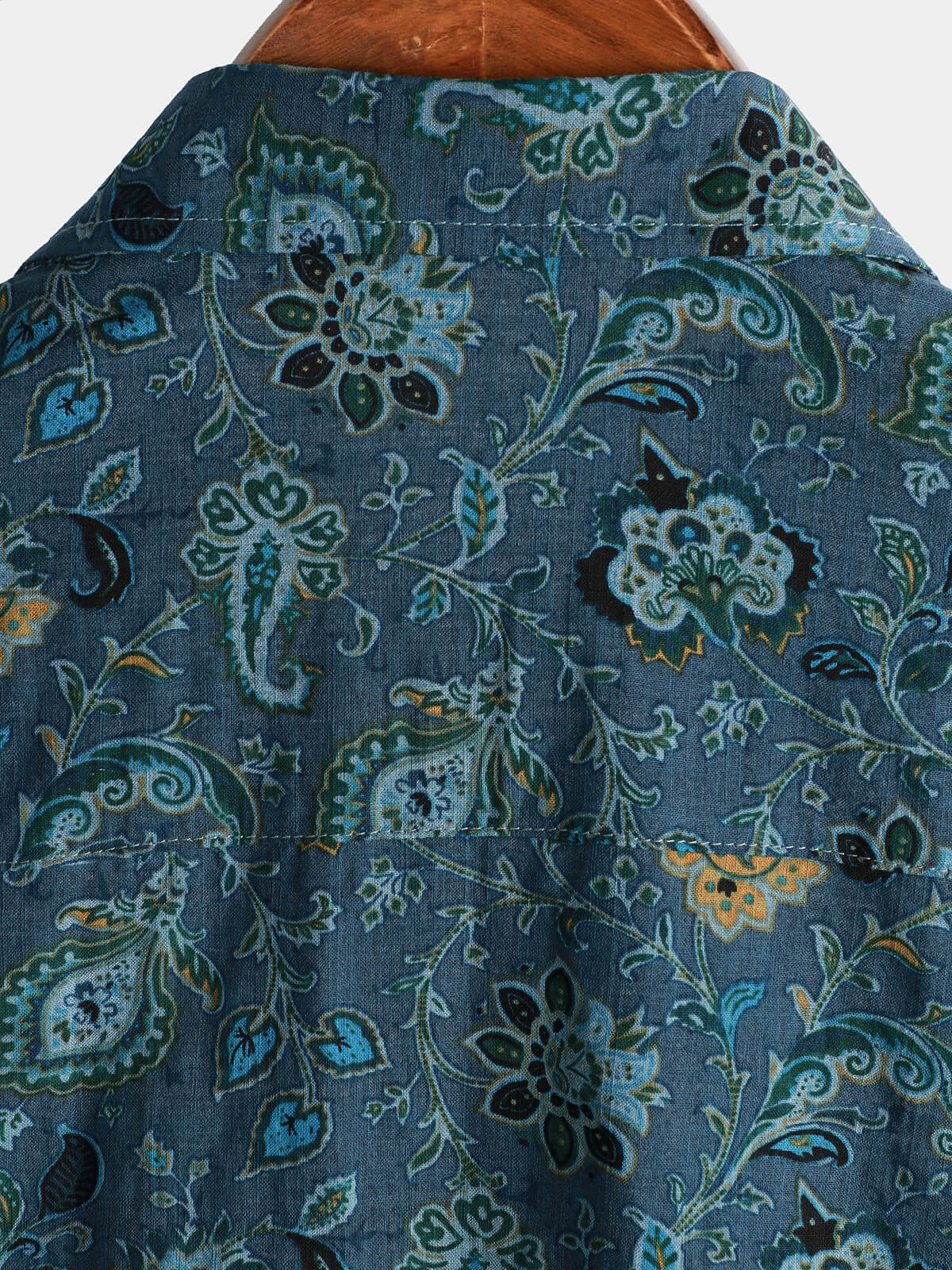Camisa Paisley vintage floral retro Button Up Blue Summer Holiday de manga corta para hombre