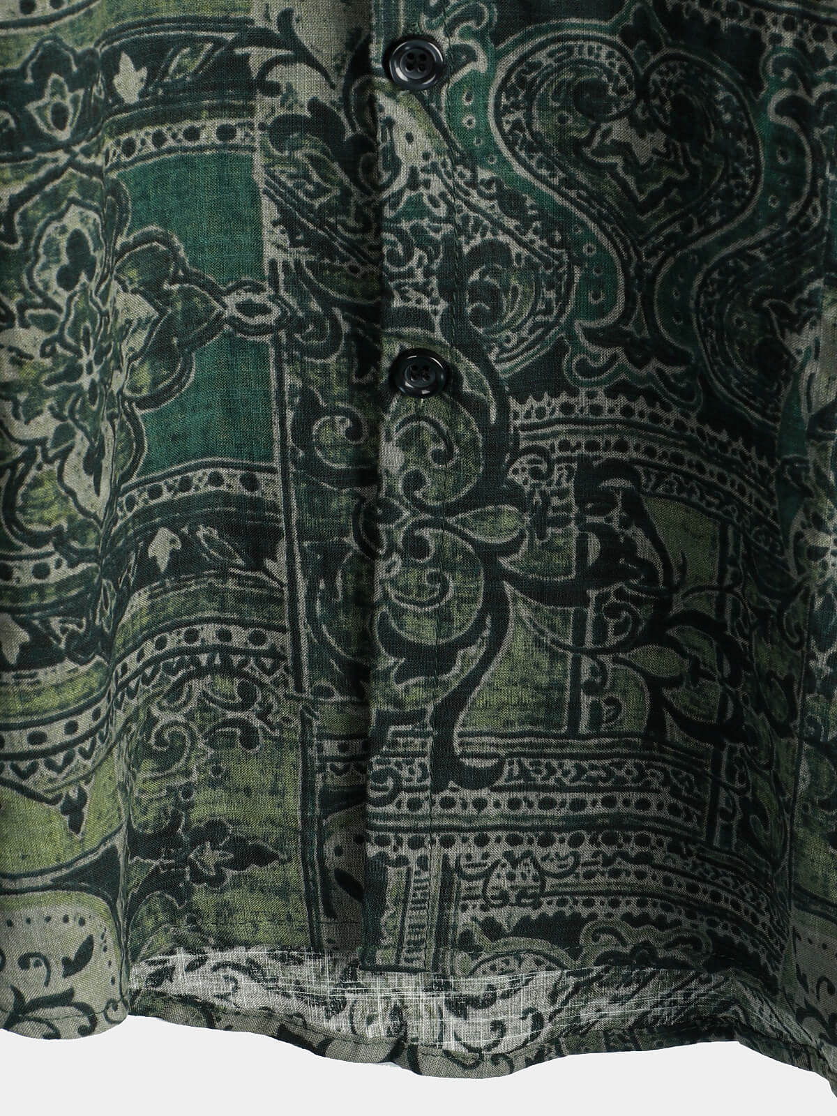 Camisa retro floral Paisley estampado de algodón Button Up vintage Holiday Western Green de manga corta para hombre