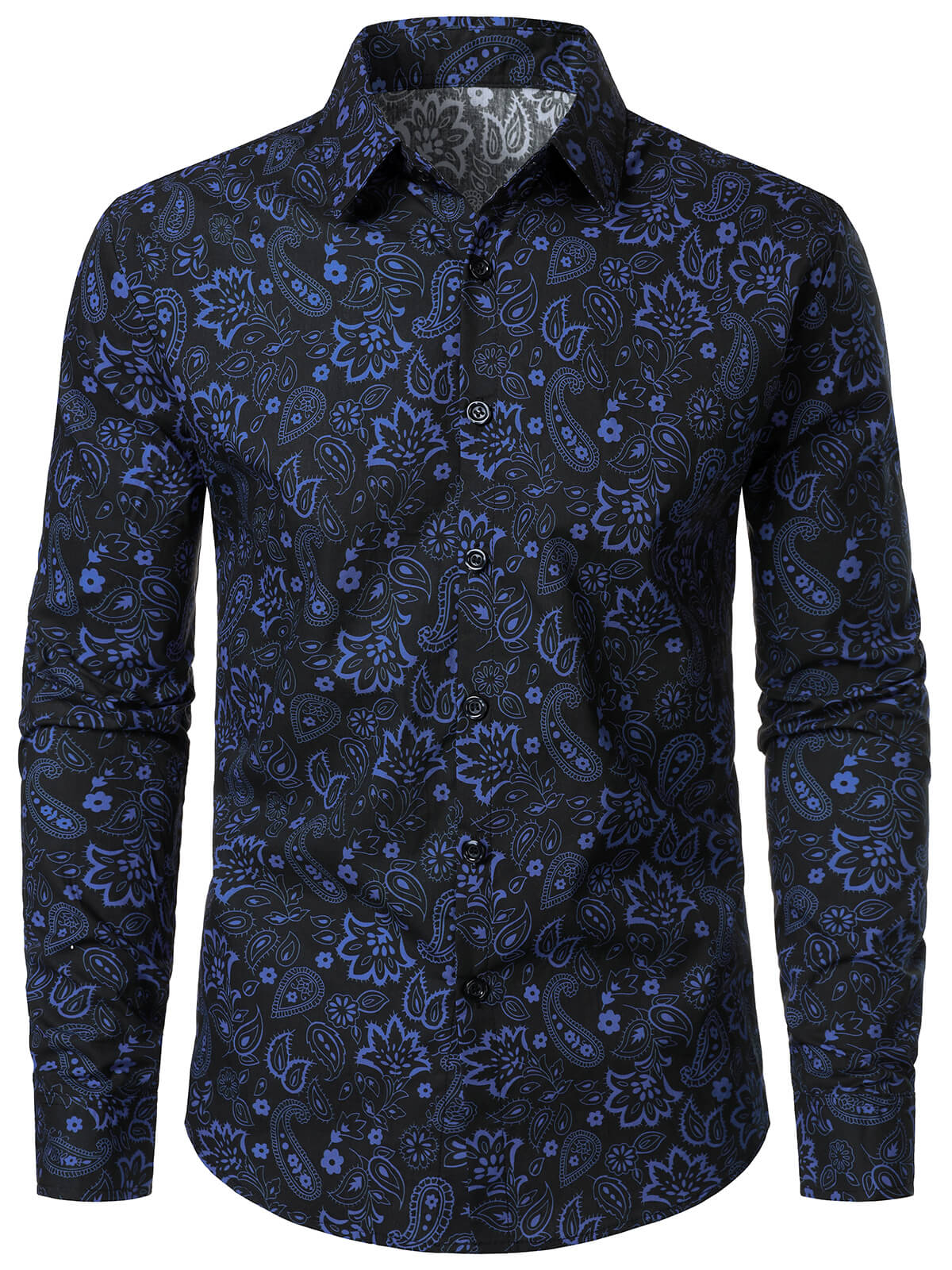 Camisa Paisley estampado de algodón de manga larga para hombre