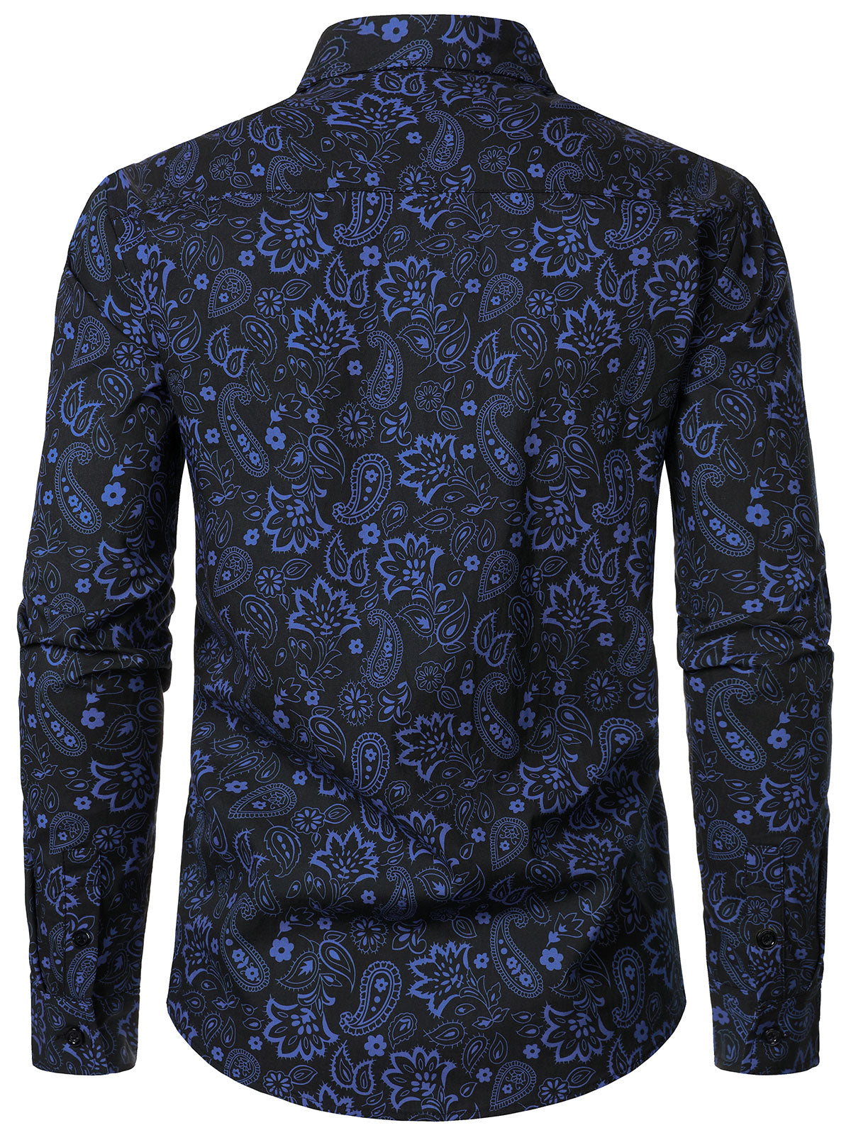Camisa Paisley estampado de algodón de manga larga para hombre