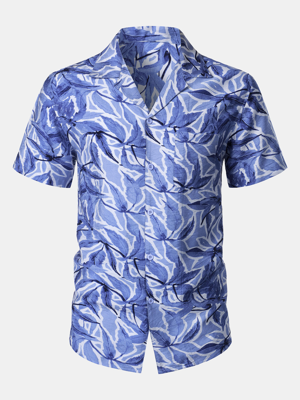 Camisa Blue Tropical estampado Pocket Resort de manga corta para hombre