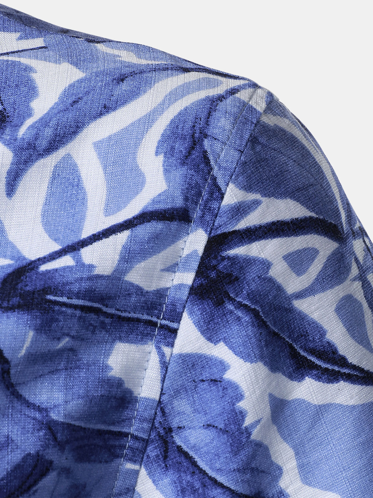 Camisa Blue Tropical estampado Pocket Resort de manga corta para hombre