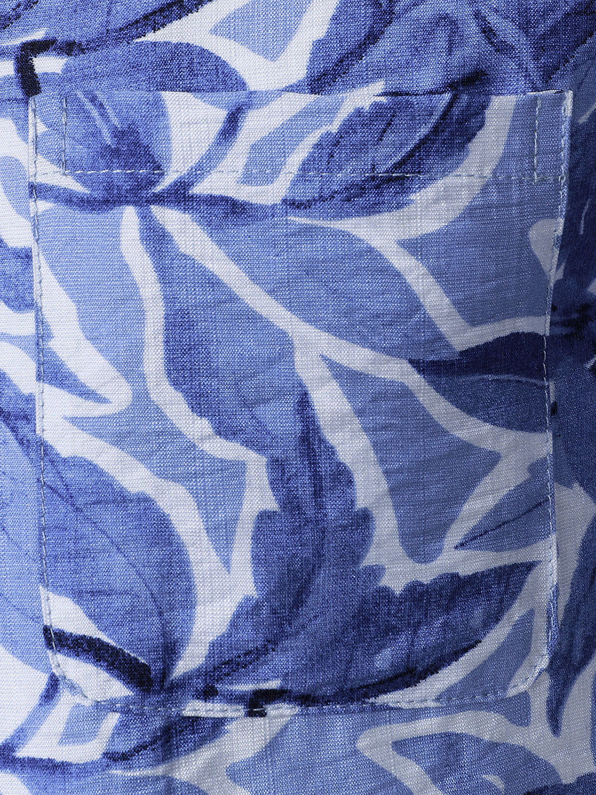 Camisa Blue Tropical estampado Pocket Resort de manga corta para hombre