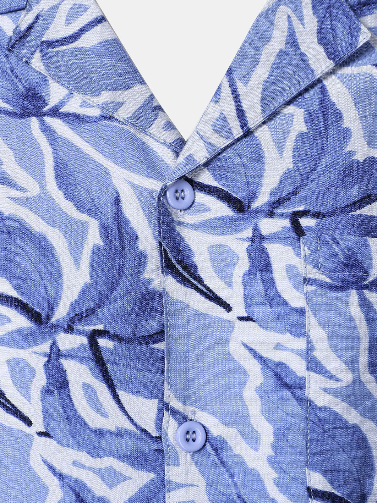 Camisa Blue Tropical estampado Pocket Resort de manga corta para hombre