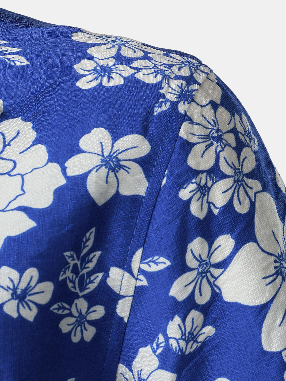 Camisa Blue floral Pocket Hawaiian Cuban Collar de manga corta para hombre