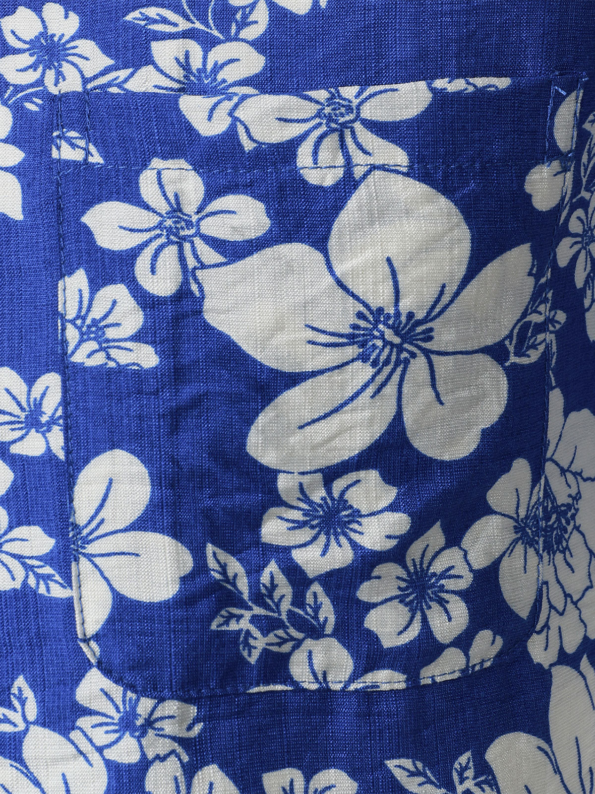 Camisa Blue floral Pocket Hawaiian Cuban Collar de manga corta para hombre