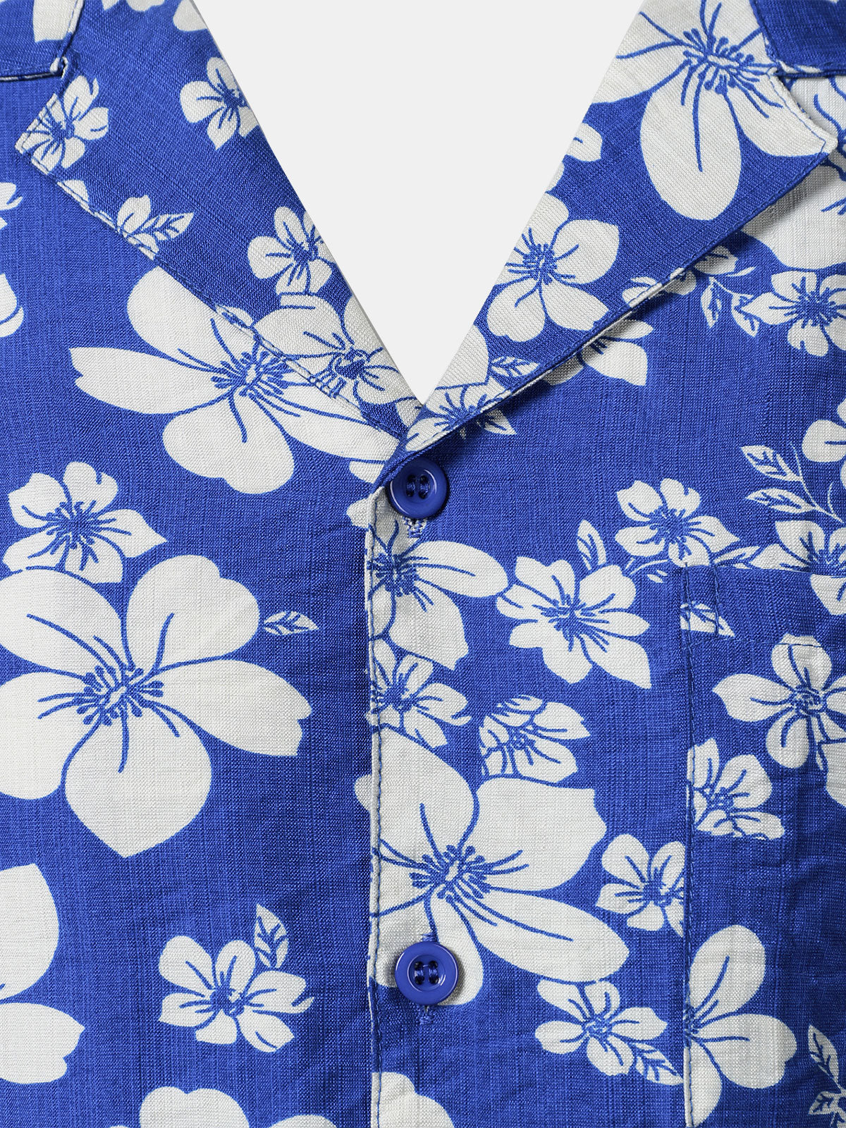 Camisa Blue floral Pocket Hawaiian Cuban Collar de manga corta para hombre
